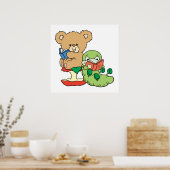 Kute Book Worm and Reading Beer Poster (Keuken)