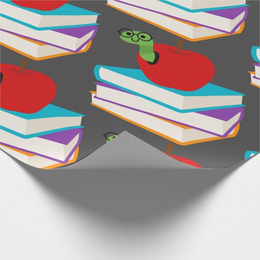 Kute bookworm met design voor appelkinderen cadeaupapier (Hoek)