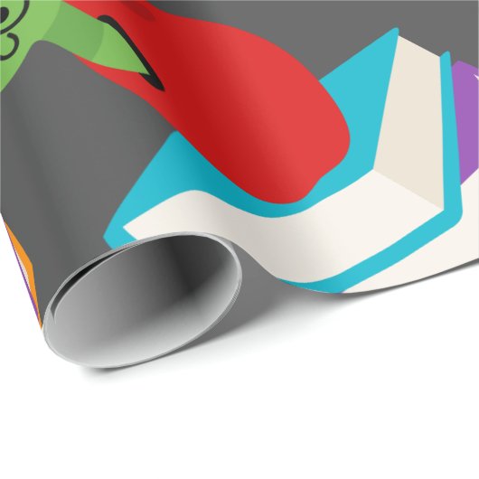 Kute bookworm met design voor appelkinderen cadeaupapier (Rol Hoek)