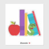 Kute bookworm met design voor appelkinderen sticker (Vel)