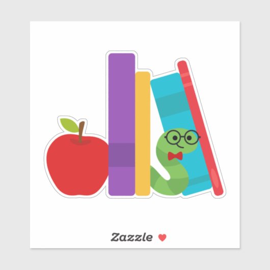 Kute bookworm met design voor appelkinderen sticker (Vel)