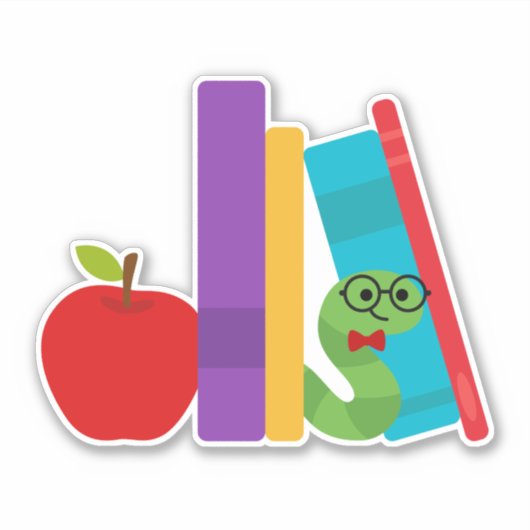 Kute bookworm met design voor appelkinderen sticker (Voorkant)