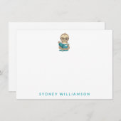 Kute bookworm Sloth Reading Booth Personalized Notitiekaartje (Voorkant / Achterkant)