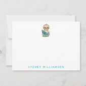 Kute bookworm Sloth Reading Booth Personalized Notitiekaartje (Voorkant)