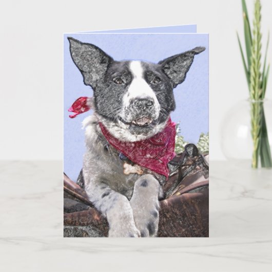 Kute Border Collie Mix Dog Schets Art Custom Kaart (Voorkant)