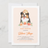 Kute Border Collie Peach Floral Baby shower Kaart (Voorkant)