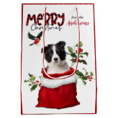 Kute Border Collie Puppy Dog Kerstmis Medium Cadeauzakje (Achterkant)