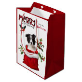 Kute Border Collie Puppy Dog Kerstmis Medium Cadeauzakje (Achterkant Gekanteld)