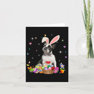 Kute Boston Terrier Easter Day Bunny Eggs Easter Kaart