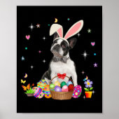 Kute Boston Terrier Easter Day Bunny Eggs Easter Poster (Voorkant)
