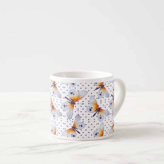 Kute botervliegen en Paarse Stippen Espresso Kop (Voorkant rechts)