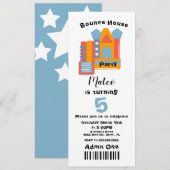 Kute Bounce House Birthday Ticket Style Kaart (Voorkant / Achterkant)