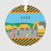 Kute Boy Construction Vehicle Kinder Kerstmis Ornament