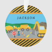 Kute Boy Construction Vehicle Kinder Kerstmis Ornament