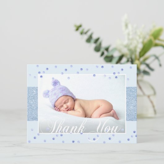 Kute BOY DANK JE Blue Glitter | FOTO Aankondiging (Staand voorkant)