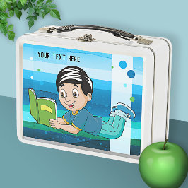 Kute Boy met Book Metal Lunch Box