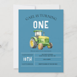 Kute boys Farm Animals & Red Tractor 1st Birthday Kaart