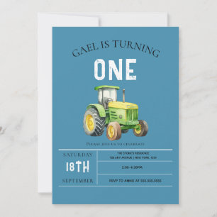 Kute boys Farm Animals & Red Tractor 1st Birthday Kaart