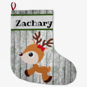 Kute Boys Festive Reindeer Personalized Grote Kerstsok (Voorkant)