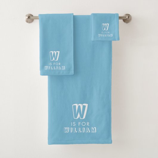 Kute Boys Kinder naam Alphabet Initiaal Blue Bad Handdoek (Insitu)