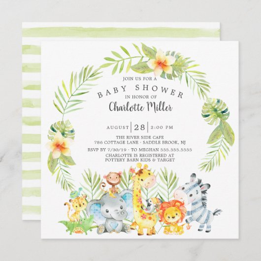 Kute Boys Oerwoud Animals Baby shower Kaart (Voorkant / Achterkant)