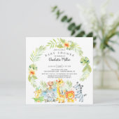 Kute Boys Oerwoud Animals Baby shower Kaart (Staand voorkant)