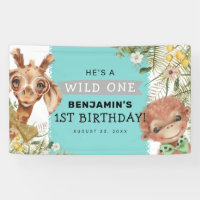 Kute Boys Wild One Oerwoud Birthday Party Banner