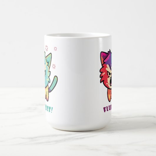 Kute boze kat die Fluff uitsloot. Magische Mok (Midden)