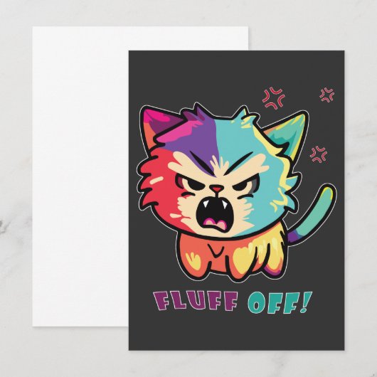 Kute boze kat die Fluff uitsloot. Notitiekaartje (Voorkant / Achterkant)