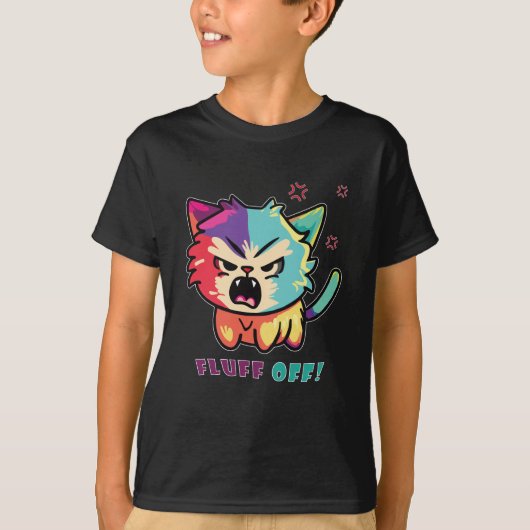 Kute boze kat die Fluff uitsloot. T-shirt (Voorkant)