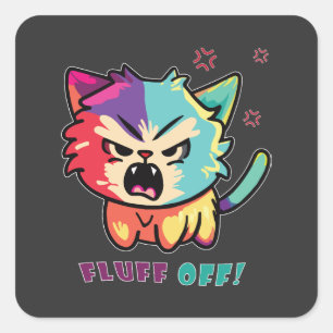 Kute boze kat die Fluff uitsloot. Vierkante Sticker