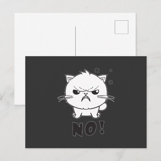 Kute boze kat die Neen sisseert. Feestdagenkaart (Voorkant / Achterkant)