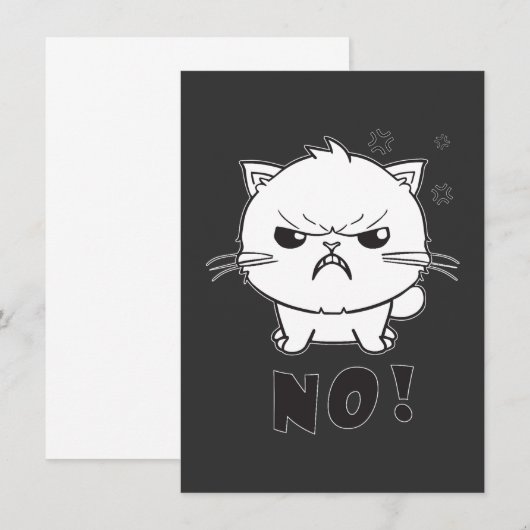 Kute boze kat die Neen sisseert. Notitiekaartje (Voorkant / Achterkant)