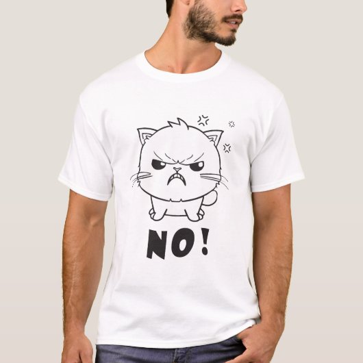Kute boze kat die Neen sisseert. T-shirt (Voorkant)