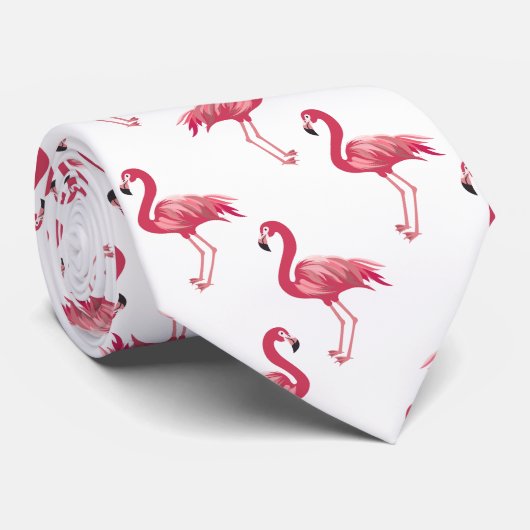 Kute brauw flamingo patroon stropdas (Opgerold)