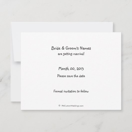 Kute Bride en Groom sparen de Kaarten van de Datum (Achterkant)