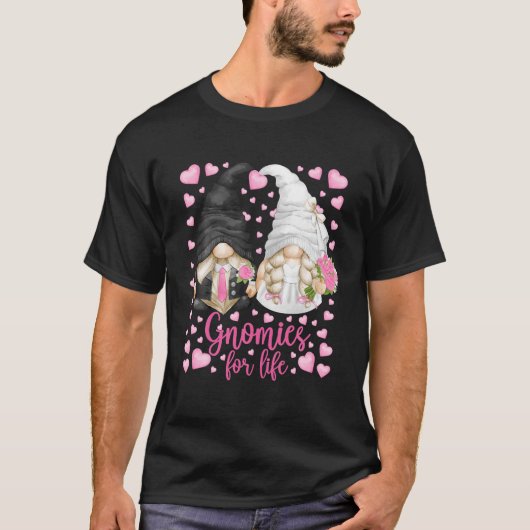 Kute bride en groomgnomen voor het leven van bache t-shirt (Voorkant)