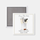 Kute bride en groomwijn sparen de Datum Magnet (Voorkant / Achterkant)