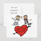 Kute Bride Groom Persoonlijk hart sparen de data Aankondigingskaart (Voorkant / Achterkant)