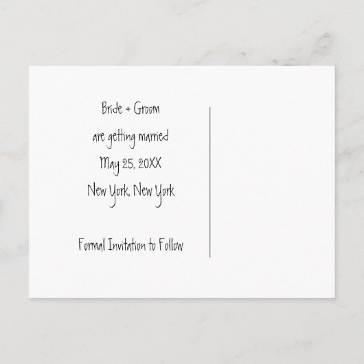 Kute Bride Groom Persoonlijk hart sparen de data Aankondigingskaart (Achterkant)