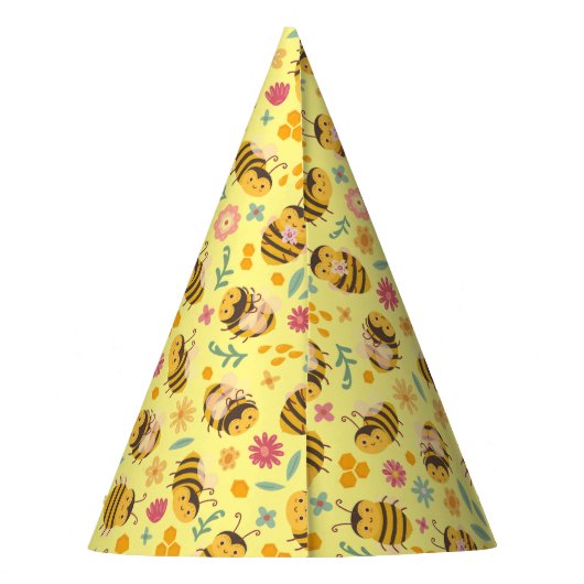 Kute Bright Happy Bumble Bee Pattern Kinderen Veer Feesthoedjes (Achterkant)