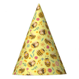 Kute Bright Happy Bumble Bee Pattern Kinderen Veer Feesthoedjes