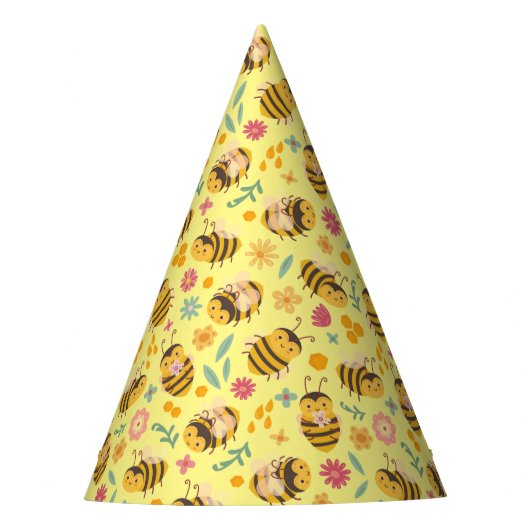 Kute Bright Happy Bumble Bee Pattern Kinderen Veer Feesthoedjes (Voorkant)