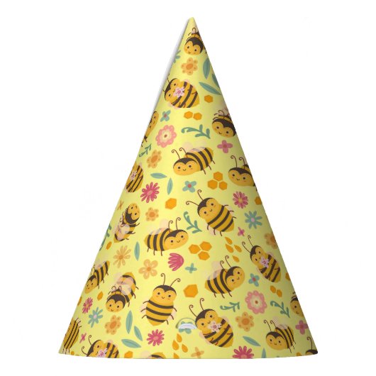 Kute Bright Happy Bumble Bee Pattern Kinderen Veer Feesthoedjes (Links)