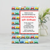 Kute Bright & kleurende auto's van Birthday Party Kaart (Staand voorkant)