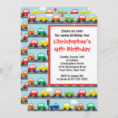 Kute Bright & kleurende auto's van Birthday Party Kaart (Voorkant / Achterkant)