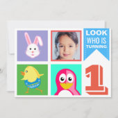 Kute Bright kleurige dieren eerste geboortedag Kaart (Voorkant)