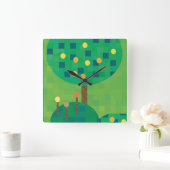 Kute bright mosaic art bomen met citrusvruchten vierkante klok (Huis)