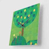 Kute bright mosaic art bomen met citrusvruchten vierkante klok (Hoek)