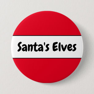 Kute Bright Red "Santa's Elves" Candy Cane Stripes Ronde Button 7,6 Cm